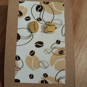 Kávé témájú orvosi acél fülbevaló  - ékszer - fülbevaló - lógó fülbevaló - Meska.hu