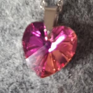  nyaklánc orvosi acél lánccal, kék csiszolt üveg szívvel  - ékszer - nyaklánc - medálos nyaklánc - Meska.hu