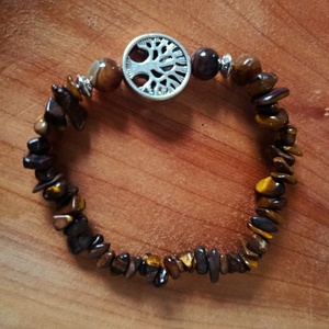 karkötő tigris szem ásványból  , Ékszer, Karkötő, Gyöngyös karkötő, Gyöngyfűzés, gyöngyhímzés, Ékszerkészítés, MESKA