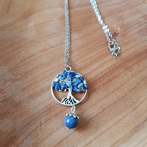 Életfa medál lápis lazurit ásvánnyal orvosi acél lánccal , Ékszer, Nyaklánc, Medálos nyaklánc, Ékszerkészítés, MESKA