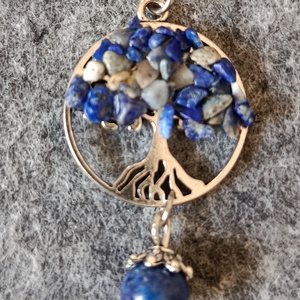 Életfa medál lápis lazurit ásvánnyal orvosi acél lánccal  - ékszer - nyaklánc - medálos nyaklánc - Meska.hu