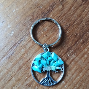 Kulcstartó életfa medál howlit türkiz ásvánnyal  - táska & tok - kulcstartó & táskadísz - kulcstartó - Meska.hu