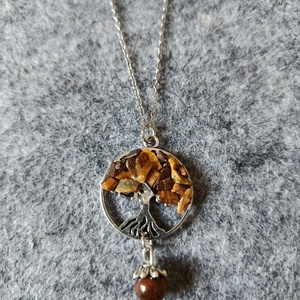 Életfa medál tigrisszem ásvánnyal orvosi acél lánccal  - Meska.hu