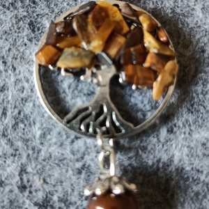 Életfa medál tigrisszem ásvánnyal orvosi acél lánccal  - ékszer - nyaklánc - medálos nyaklánc - Meska.hu