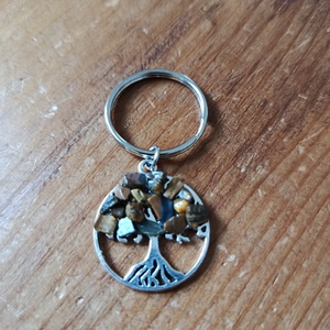 Kulcstartó életfa medál tigrisszem ásvánnyal  - Meska.hu