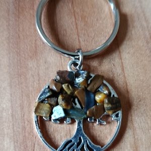 Kulcstartó életfa medál tigrisszem ásvánnyal  - táska & tok - kulcstartó & táskadísz - kulcstartó - Meska.hu