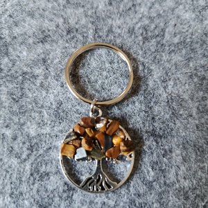 Kulcstartó életfa medál tigrisszem ásvánnyal  - táska & tok - kulcstartó & táskadísz - kulcstartó - Meska.hu