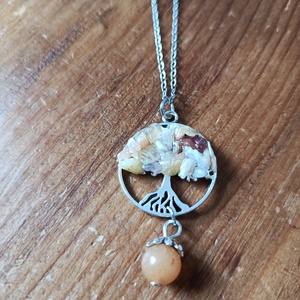 Életfa medál jáde ásvánnyal orvosi acél lánccal  - ékszer - nyaklánc - medálos nyaklánc - Meska.hu