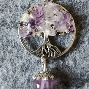 Életfa medál ametiszt ásvánnyal orvosi acél lánccal  - ékszer - nyaklánc - medálos nyaklánc - Meska.hu