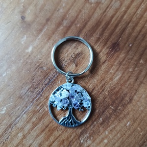 Kulcstartó életfa medál ametiszt ásvánnyal  - táska & tok - kulcstartó & táskadísz - kulcstartó - Meska.hu