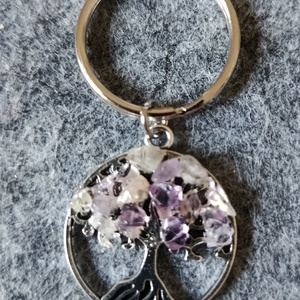 Kulcstartó életfa medál ametiszt ásvánnyal  - táska & tok - kulcstartó & táskadísz - kulcstartó - Meska.hu