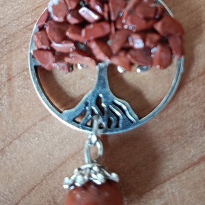 Életfa medál barna homokkő ásvánnyal orvosi acél lánccal  - ékszer - nyaklánc - medálos nyaklánc - Meska.hu