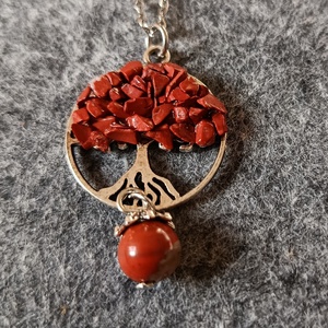 Életfa medál barna homokkő ásvánnyal orvosi acél lánccal  - ékszer - nyaklánc - medálos nyaklánc - Meska.hu