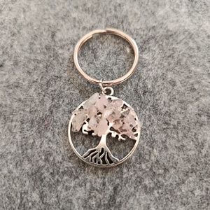 Kulcstartó életfa medál rózsakvarc ásvánnyal  - táska & tok - kulcstartó & táskadísz - kulcstartó - Meska.hu