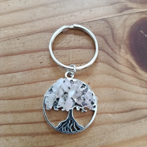 Kulcstartó életfa medál rózsakvarc ásvánnyal  - Meska.hu