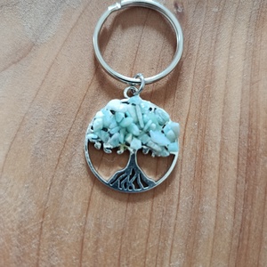 Kulcstartó életfa medál amazonit ásvánnyal  - táska & tok - kulcstartó & táskadísz - kulcstartó - Meska.hu