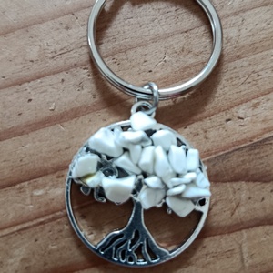 Kulcstartó életfa tejkvarc kristály ásvánnyal , Táska & Tok, Kulcstartó & Táskadísz, Kulcstartó, Ékszerkészítés, MESKA