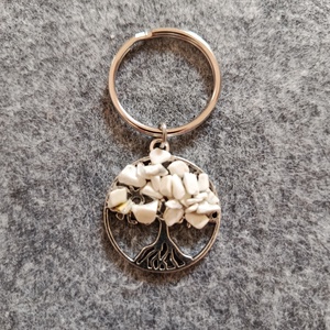 Kulcstartó életfa tejkvarc kristály ásvánnyal  - táska & tok - kulcstartó & táskadísz - kulcstartó - Meska.hu