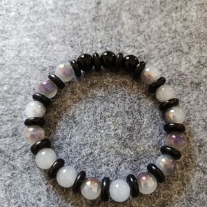 Férfi karkötő sávos achát gyönggyel - ékszer - karkötő - gyöngyös karkötő - Meska.hu