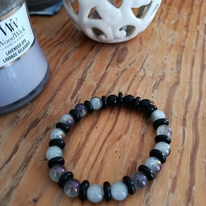 Férfi karkötő sávos achát gyönggyel - ékszer - karkötő - gyöngyös karkötő - Meska.hu