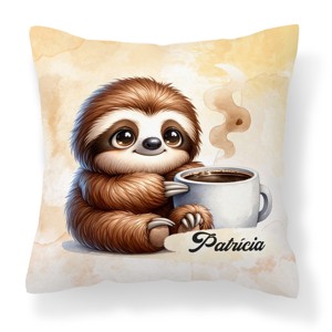 Névvel kérhető - Kávés lajhár és a forró kávé mintás párna, Otthon & Életmód, Lakástextil, Párna & Párnahuzat, Díszpárna (belsővel együtt), , MESKA