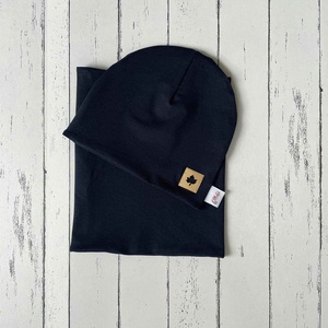 Sötétkék sapka-sál szett (50-52 cm) - ruha & divat - gyerekruha - Meska.hu