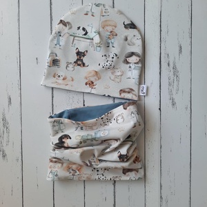 Kisállatok az állatorvosnál sapka-sál szett (50-52) - ruha & divat - babaruha & gyerekruha - babasapka - Meska.hu