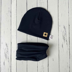 Sötétkék sapka-sál szett (50-52 cm) - Meska.hu