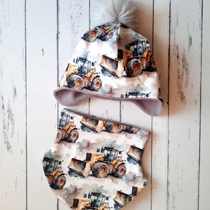 Munkagépes téli sapka-sál szett (50-52 cm) - Meska.hu