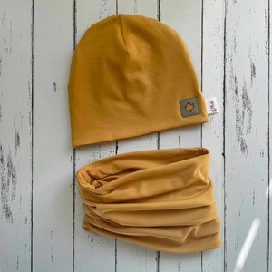 Mustársárga sapka-sál szett (50-52 cm) - ruha & divat - sál, sapka, kendő - sapka & sál szett - Meska.hu