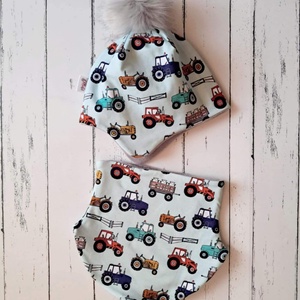 Traktoros téli sapka-sál szett (50-52 cm) - Meska.hu