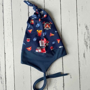 Tűzoltós fülvédős sapka (47-48 cm), Ruha & Divat, Babaruha & Gyerekruha, Babasapka, Varrás, MESKA