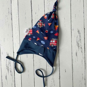 Tűzoltós fülvédős sapka (47-48 cm) - ruha & divat - babaruha & gyerekruha - babasapka - Meska.hu