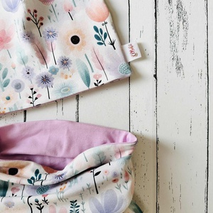 Virágos sapka-sál szett (48-50 cm) - Meska.hu