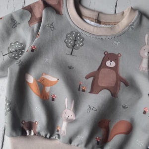 Erdei állatos pulóver (92-es) - baba - mama - babaruházat - baba pulóver - Meska.hu