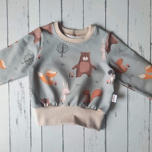 Erdei állatos pulóver (92-es), Baba - mama, Babaruházat, Baba pulóver, Varrás, MESKA