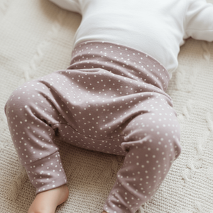 Púderrózsaszín pöttyös leggings - pamut jersey nadrág (62), Ruha & Divat, Gyerekruha, Nadrág, Varrás, MESKA