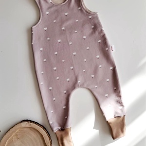 Bézs virágos kantáros nadrág (86) - baba - mama - babaruházat - baba nadrág - Meska.hu