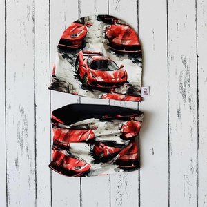 Piros sportautós sapka-sál szett (50-52) - ruha & divat - sál, sapka, kendő - sapka & sál szett - Meska.hu