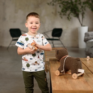 Autós állatos póló 110-es - ruha & divat - gyerekruha - póló - Meska.hu