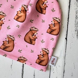 Medvebocs és mamája sapka-sál szett (50-52 cm) - baba - mama - babaruházat - babasapka - Meska.hu