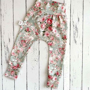 Rózsás pamut jersey nadrág/leggings (80), Baba - mama, Babaruházat, Baba nadrág, Varrás, MESKA