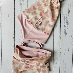 Szivecskés sapka-sál szett (47-48 cm) - baba - mama - babaruházat - babasapka - Meska.hu