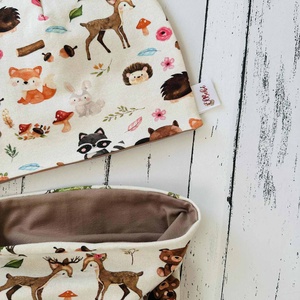 Erdei állatos sapka-sál szett (48-50 cm), Baba - mama, Babaruházat, Babasapka, Varrás, MESKA