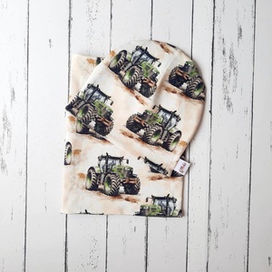 Traktoros sapka-sál szett (48-50 cm) - baba - mama - babaruházat - babasapka - Meska.hu