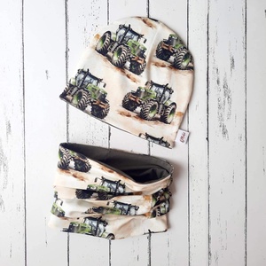 Traktoros sapka-sál szett (48-50 cm), Baba - mama, Babaruházat, Babasapka, Varrás, MESKA