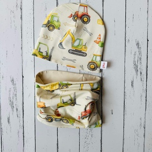 Markolós traktoros sapka-sál szett (48-50 cm) - baba - mama - babaruházat - babasapka - Meska.hu