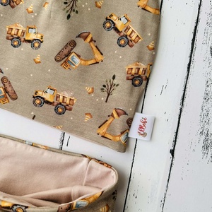 Barna alapon markolós sapka-sál szett (48-50 cm), Baba - mama, Babaruházat, Babasapka, Varrás, MESKA