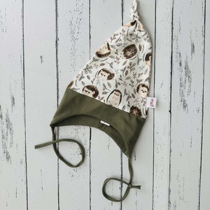 Sünis leveles fülvédős sapka (45-47 cm) - baba - mama - babaruházat - babasapka - Meska.hu