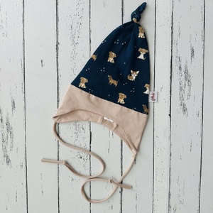 Kék alapon kutyusos fülvédős sapka (45-47 cm), Baba - mama, Babaruházat, Babasapka, Varrás, MESKA